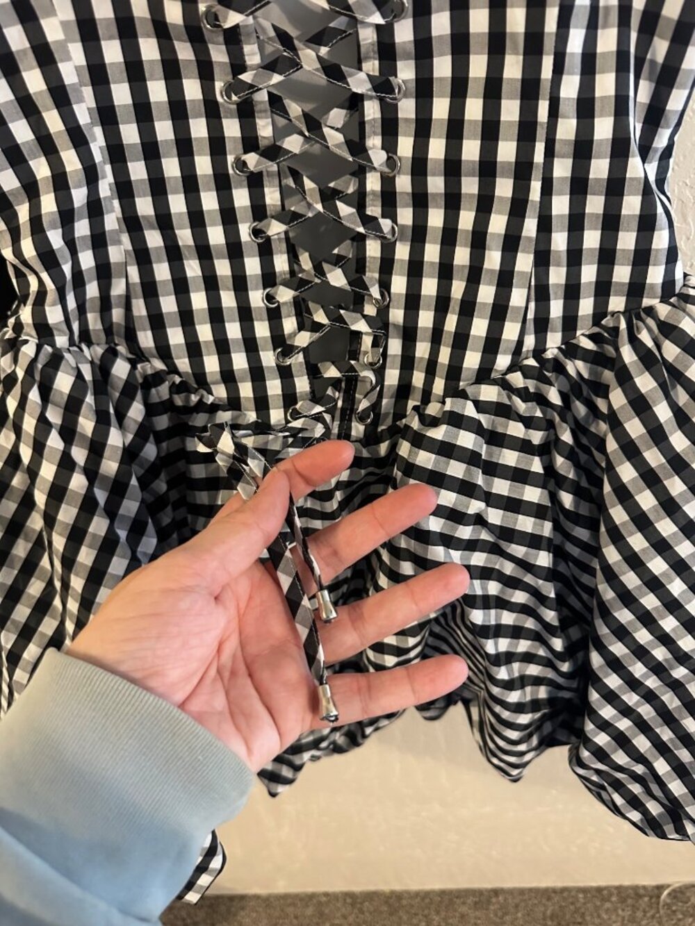 NWT Fashion Nova Luxe Austin Poplin Black & White Gingham Milkmaid Mini Dress - Picture 11 of 13